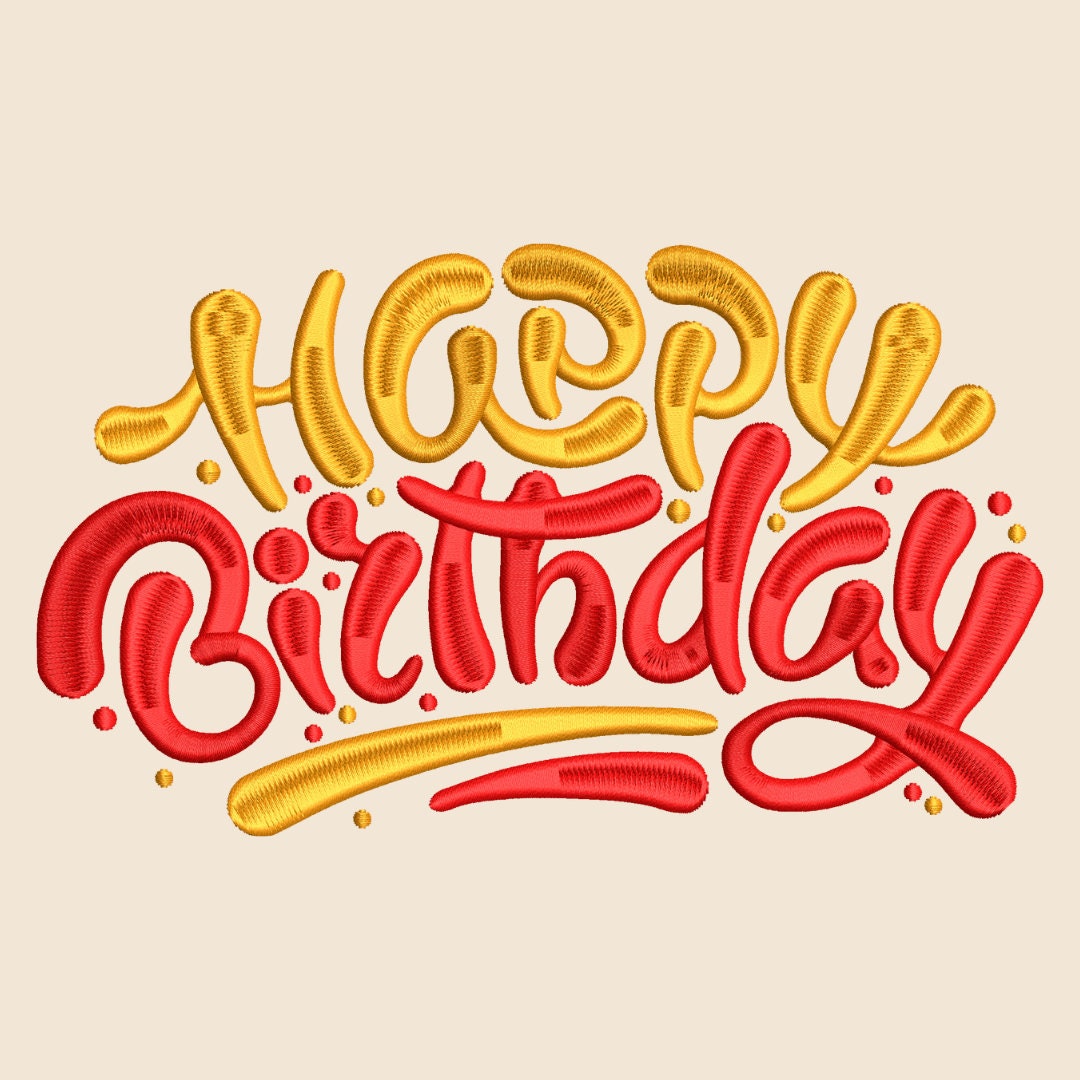 Happy Birthday Embroidery File Pattern | Instant Download