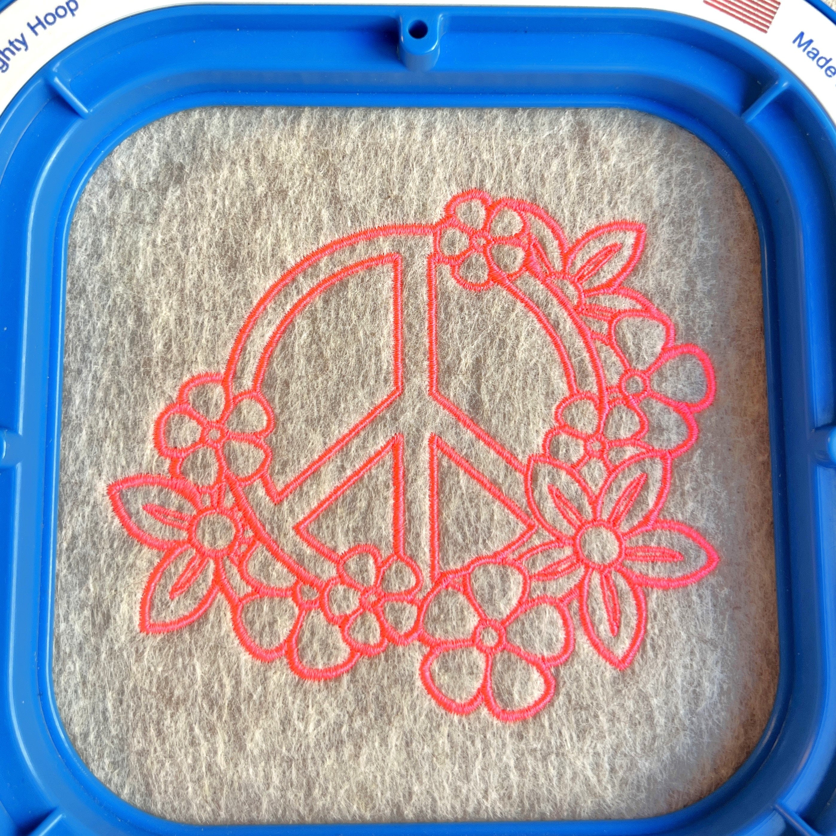 Floral Peace Sign Machine Embroidery Pattern |Instant Download