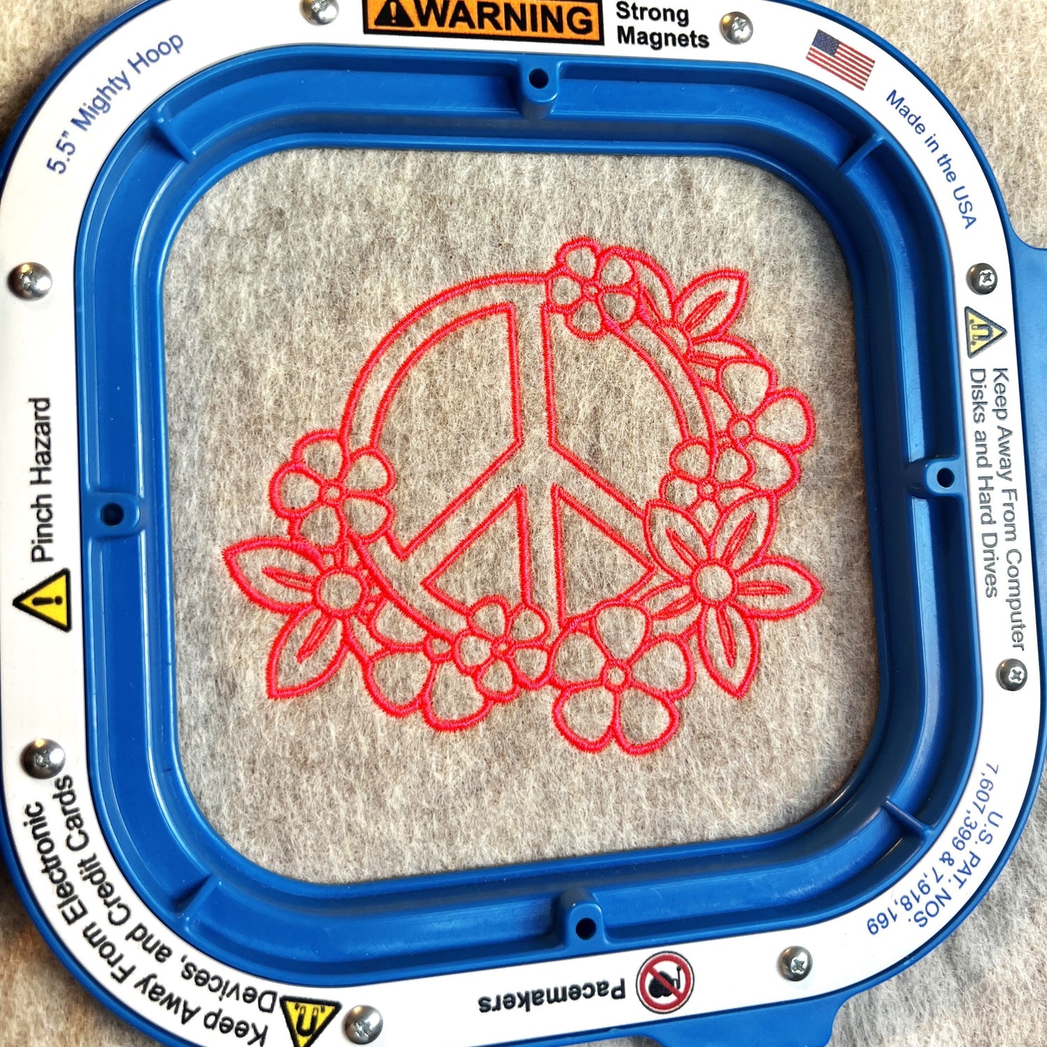 Floral Peace Sign Machine Embroidery Pattern |Instant Download